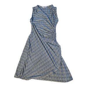 Expected By Lilac Clothing Blue Chevron Sleeveless Faux Wrap Dress Women’s Small